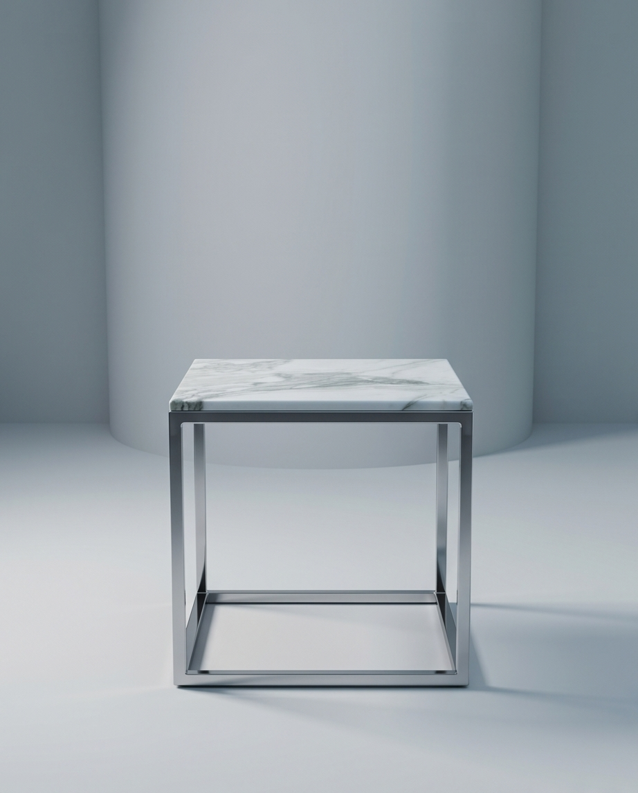 Marble Coffee Table 50x50cm — Stainless Steel Legs