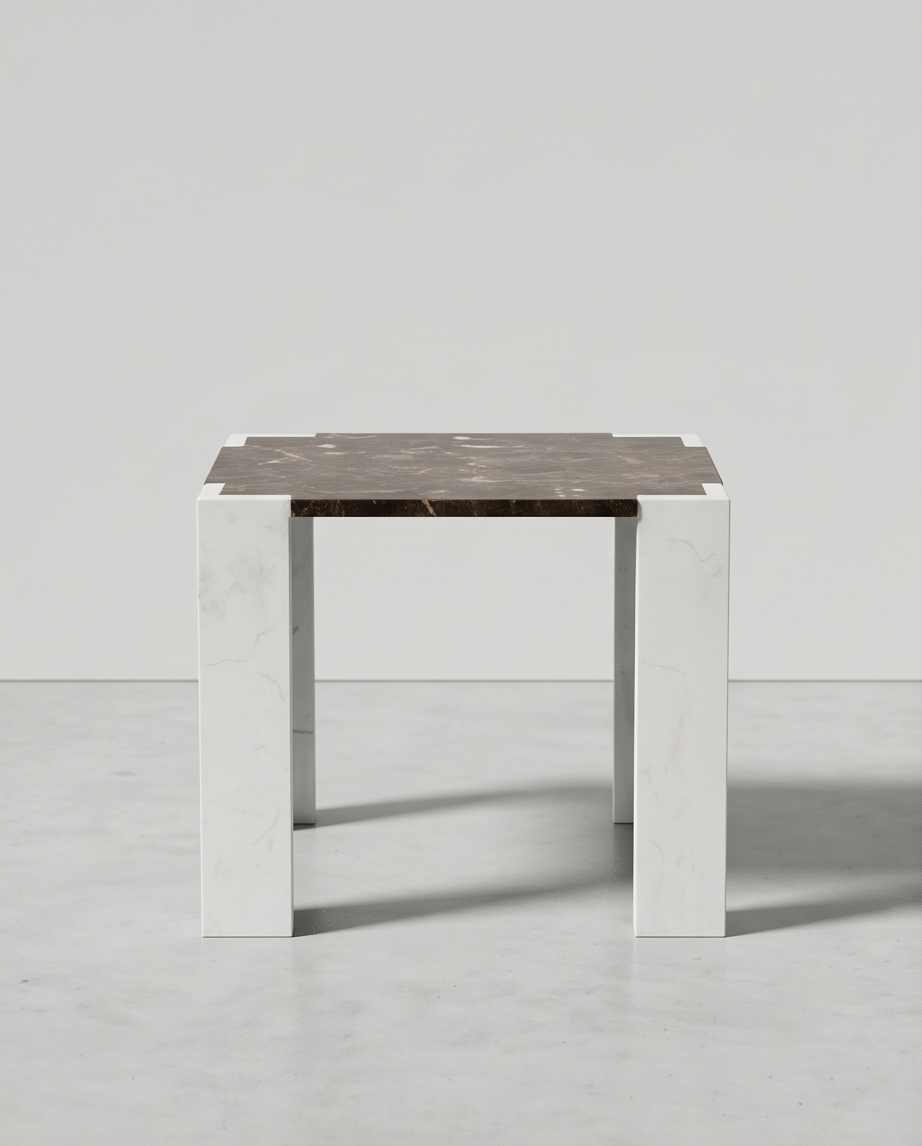 Marble Coffee Table Organic Shape 47x60cm — Natural Stone Legs