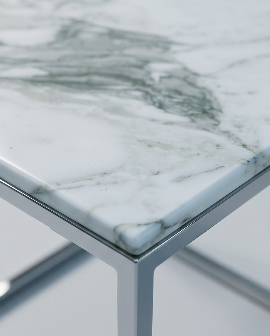 Marble Coffee Table 50x50cm — Stainless Steel Legs