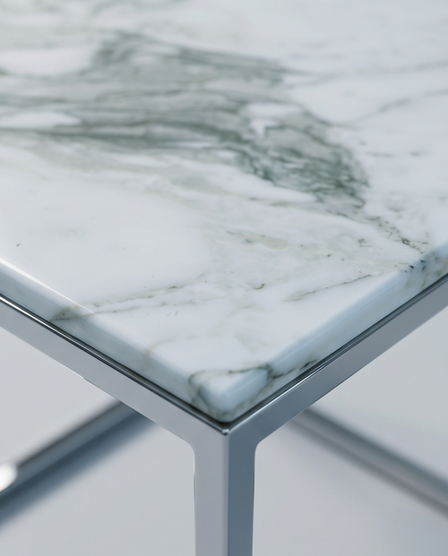 Marble Coffee Table 50x50cm — Stainless Steel Legs