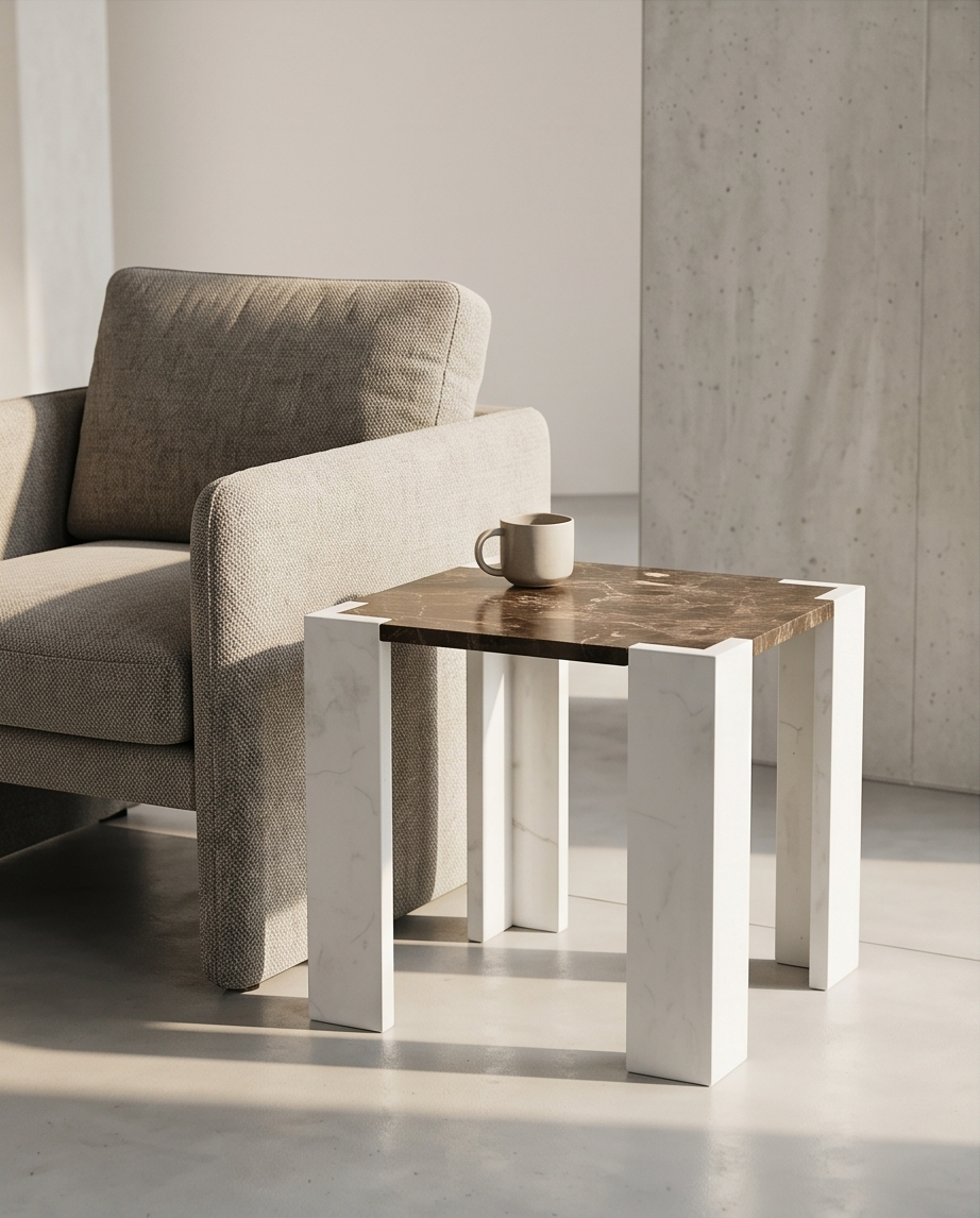 Marble Coffee Table Organic Shape 47x60cm — Natural Stone Legs